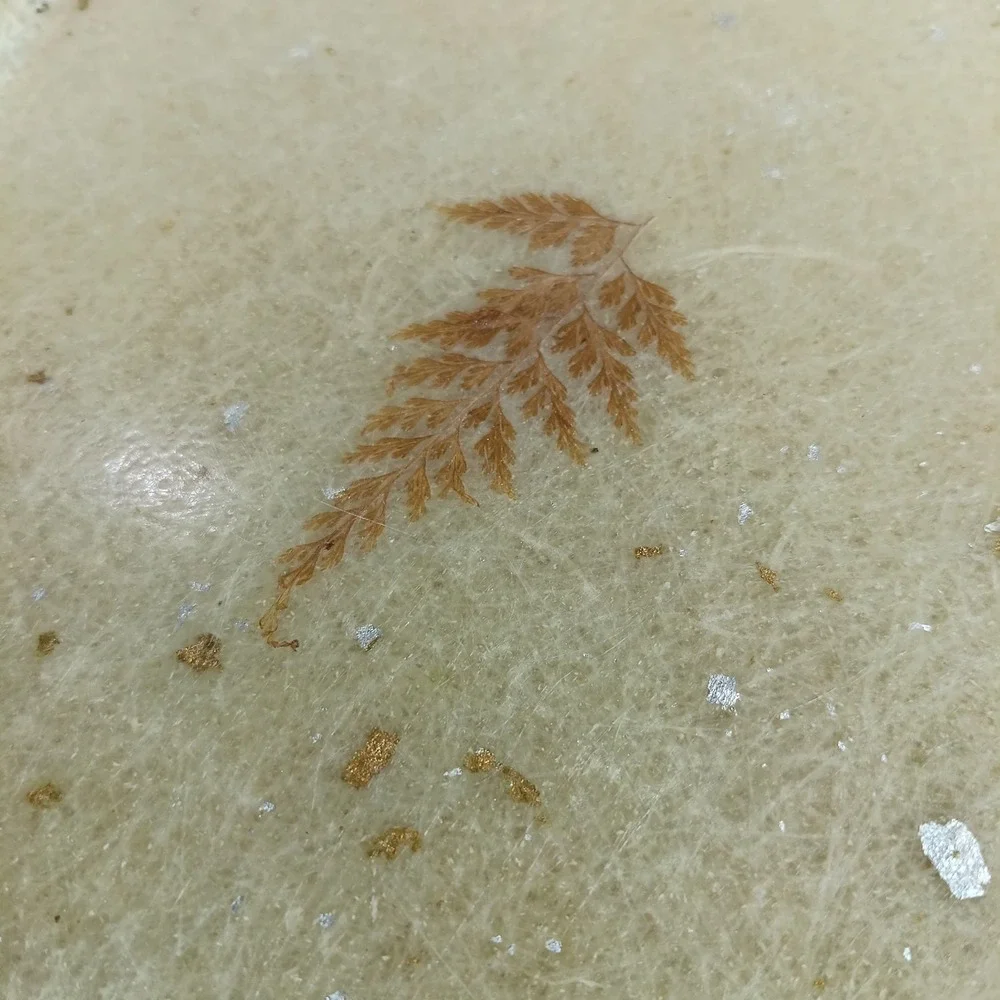 Vintage Fiberglass Serving Tray 14 x 18 Brown Pressed Leaf MCM Autumn Decor